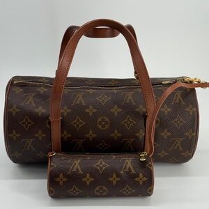 Louis Vuitton Papillon 30 Handbag in Brown Monogram Coated Canvas with mini bag